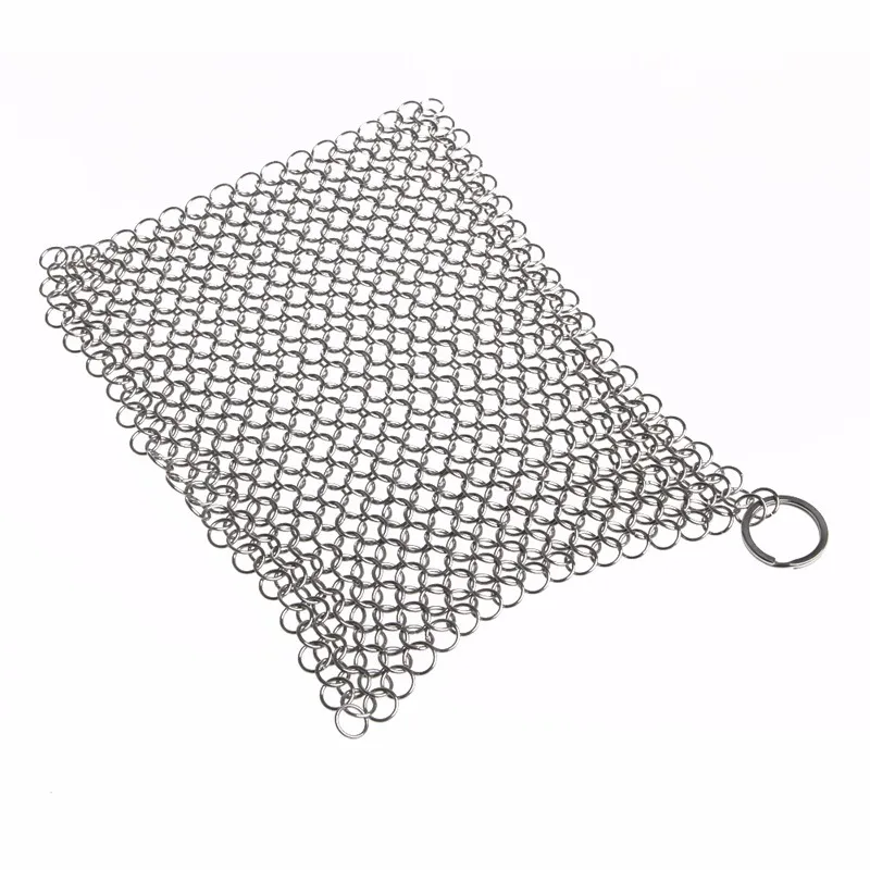 Chainmail Scrubber For Home Cast Iron Cookware Cleaner 7"x7" Stainless