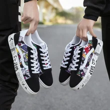 

2018 New Fashion canvas shoes men skate sneakers Fashion spring/autumn lace-up men's casual shoes Print Design for Student