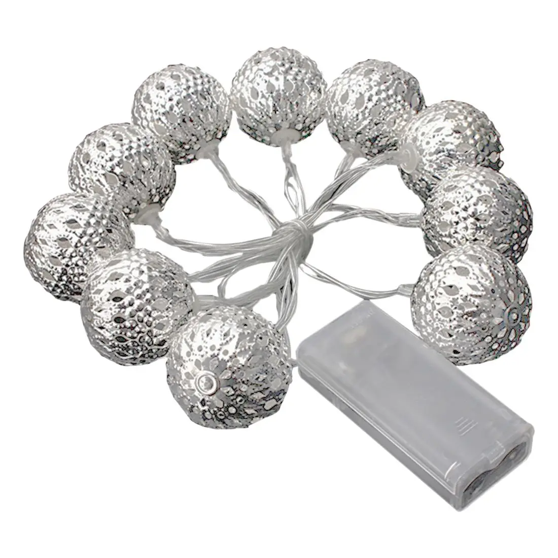 

3M 10 LED Ball Moroccan Fairy Solar String Lantern Lights Lamps Xmas Party Decor -Warm White