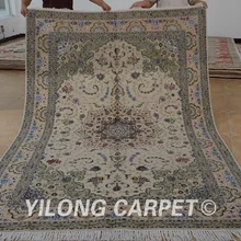 Yilong 6'x9' Восточный ковёр из шелка и шерсти изысканный персаин ручной работы шерстяной ковер(1440