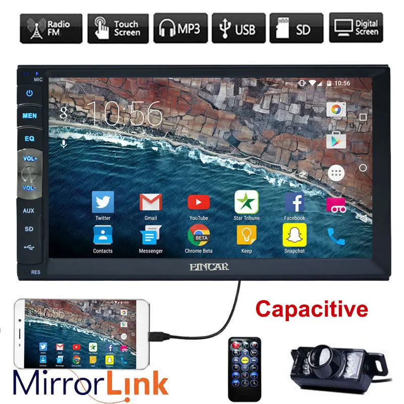 

7 Inch Double 2 DIN Car MP5 Player Mirror Link FM Touch Radio USB NO DVD player car radip stereo in dash headunit+Backup CAMERA