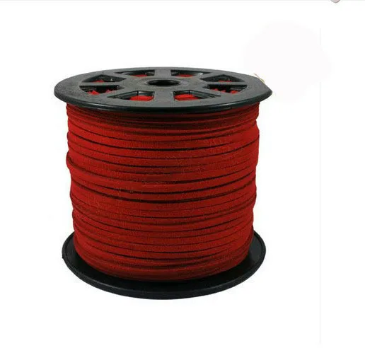 

100yards/ Roll Wine Red Faux Suede Velvet Leather Cord+3mm X 2mm DIY Jewelry Bracelet Necklace Rope String Accessories