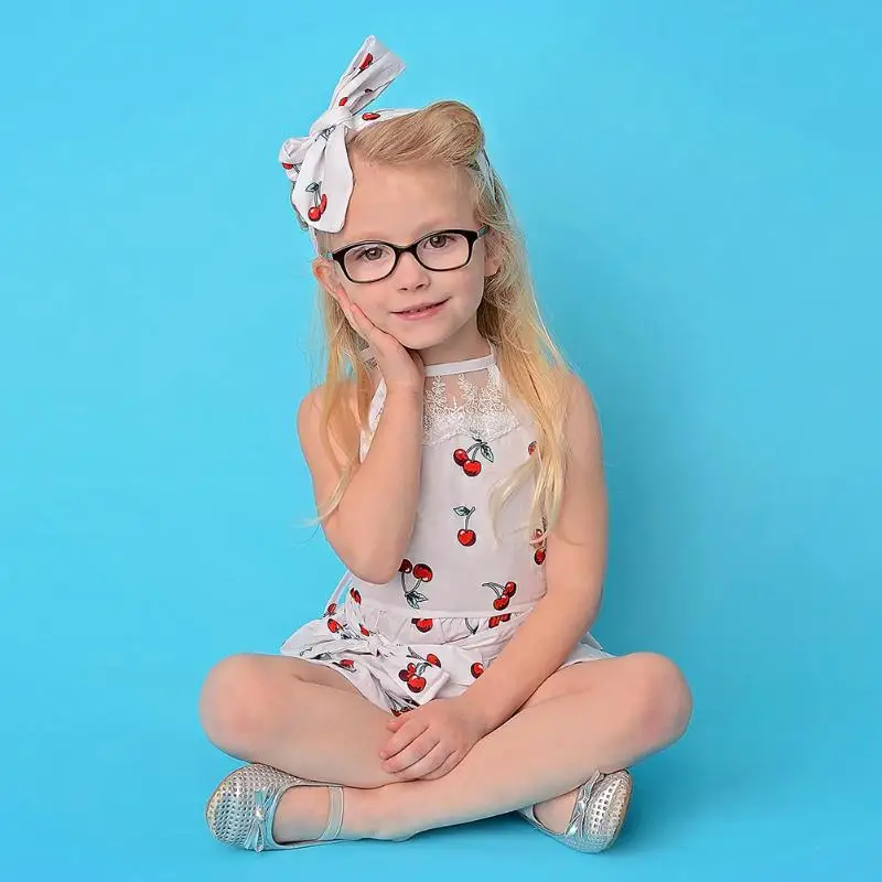 1pc Newborn Summer Baby Girls Toddlers Cherry Print Jumpsuit Headband Baby Suspender Clothing