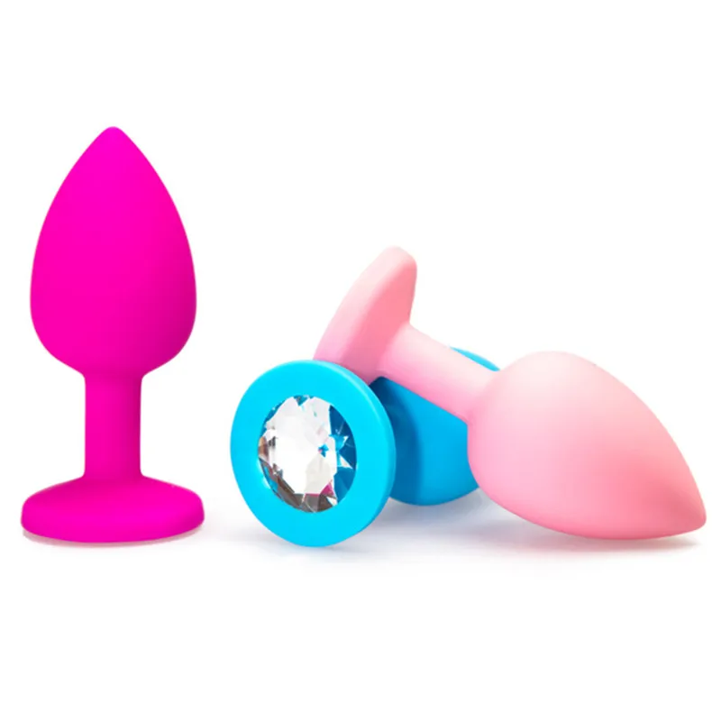 Pink Small Safe Silicone Butt Plug With Crystal Jewelry Anal Vaginal Adult Sex Toys For Woman Men Gay | Красота и здоровье
