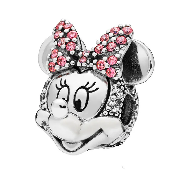 

925 Sterling Silver Minnie Shimmering Portrait Clip Charms Beads Fits Original Pandora Bracelets & Necklace Jewelry Making