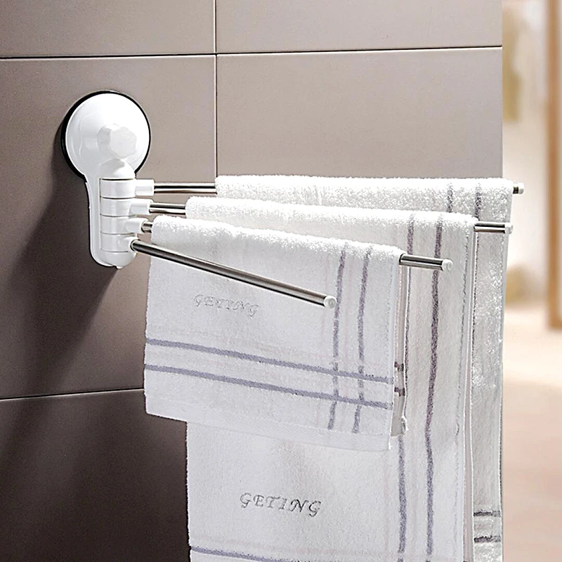 

Wonderlife Four Poles Stainless Steel Wall Mounted Rotating Towel Bar Rack Bath Holder Shelf Bathroom Wall Organizer