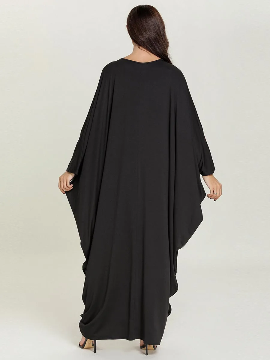 Рукав «летучая мышь» Цветочная вышивка женское мусульманское длинное платье для девочки Дубай abaya халат кафтан Марокканский Арабский