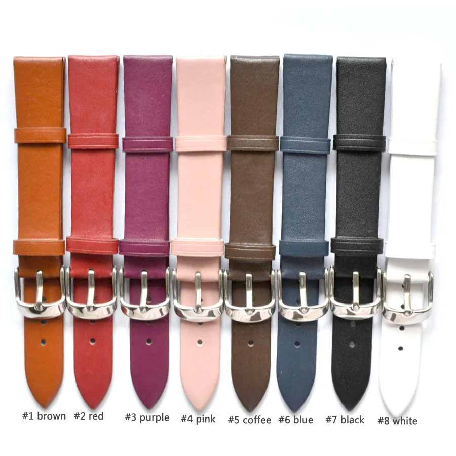 1PCS 12MM 14MM 16MM 18MM 20MM 22MM smooth grain genuine leather (cow split) watch band watch strap men and women straps WS0119