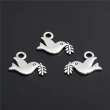 50 pçs tibetano prata cor paz pomba encantos pingentes para pulseira colar paz jóias fazendo diy acessórios a2765