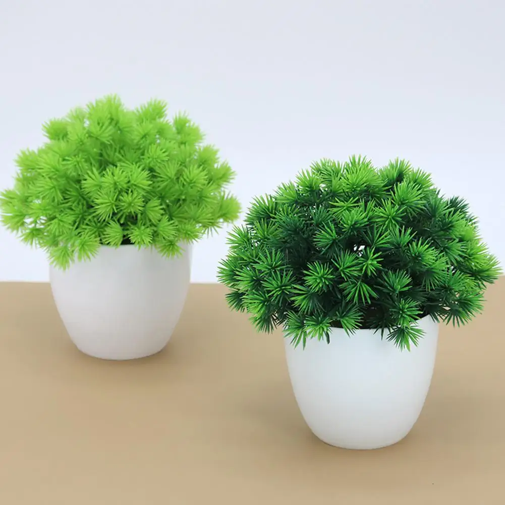 

Mini Artificial Pine Potted Plant Balcony Living Room Floor Fake Pine Bonsai Office Tabletop Ornament Artificial Plant Green
