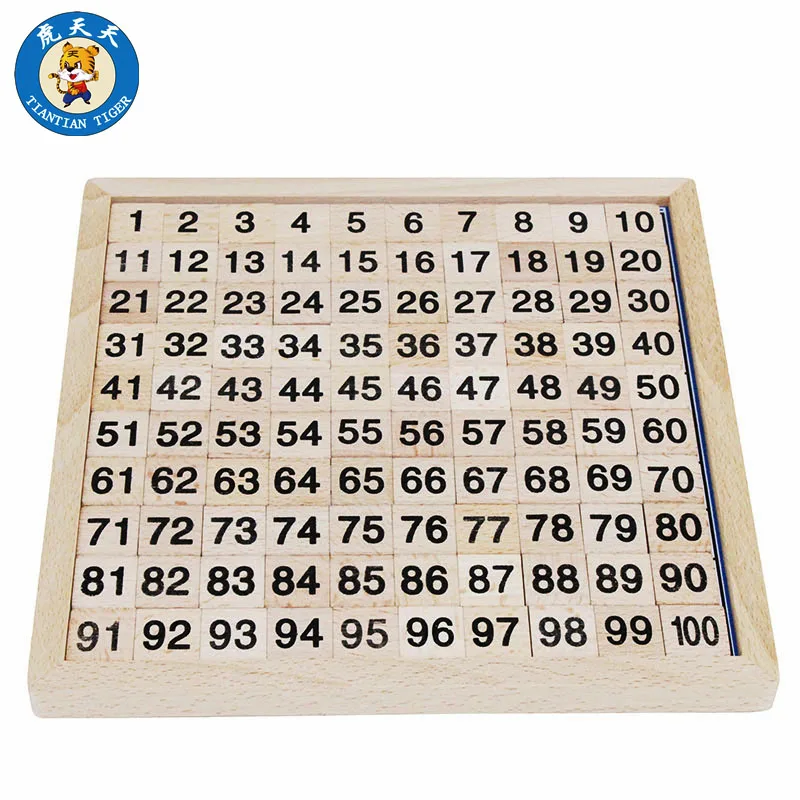 Wood Montessori Mathematics Material 1-100 Consecutive Numbers Learning Toys 