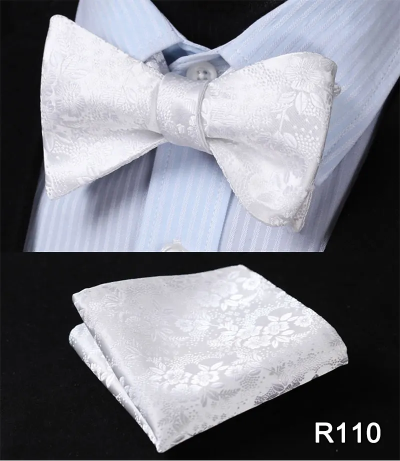 Цветочный Шелковый жаккардовый тканый мужской галстук-бабочка Карманный платок носовой платок костюм набор# RR1 - Цвет: R110