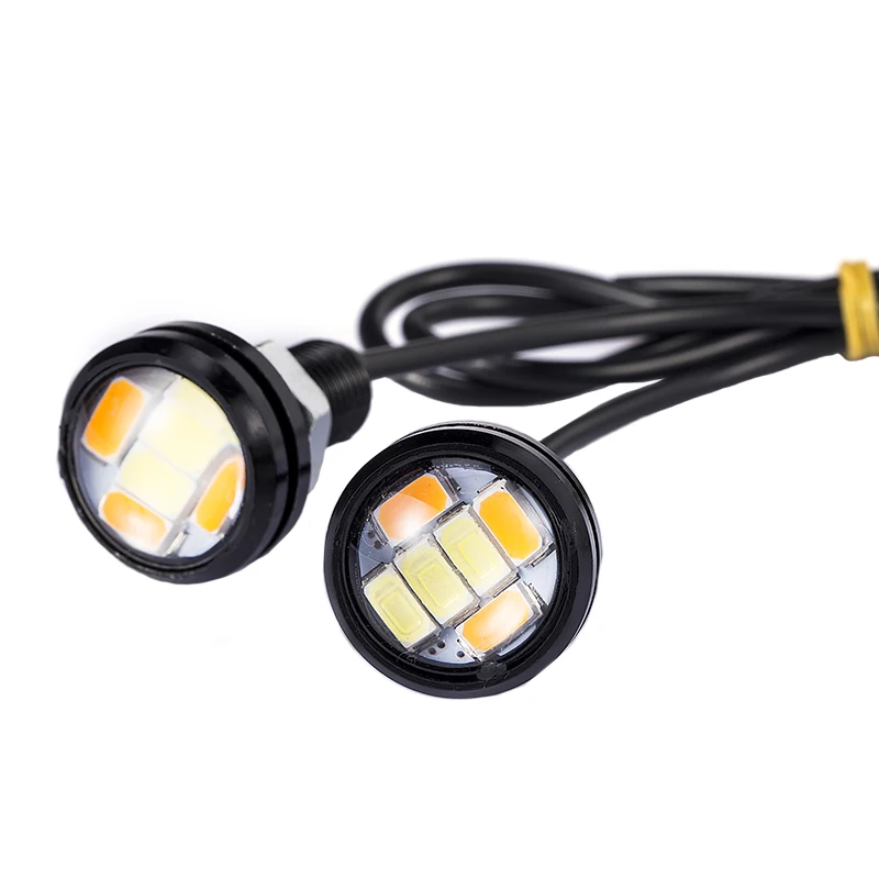 

MGTV LIGHT 2Pcs LED Car Eagle Eye Light DRL Dual Color White/Yellow Auto Daytime Running Light Backup Reverse Parking Lamp