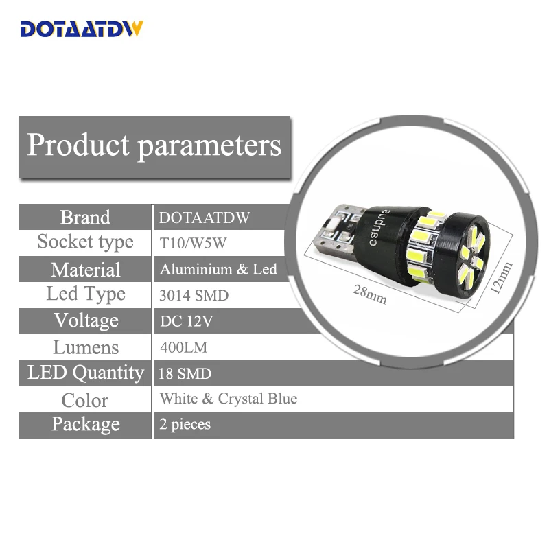 Dotaatdw 2x Canbus светодиодный T10 W5W просвет габаритных огней Клин свет для Subaru Импреза, Легаси XV Forester для кухни, столовой Fiat