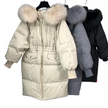 90% Пуховики на белом утином пуху модные длинные Для женщин s пуховики плюс Размеры Утепленная зимняя куртка Для женщин тонкие пальто Casacos Feminino