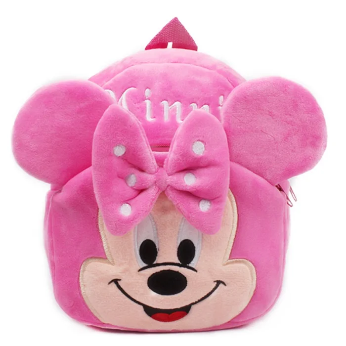 Disney милые Мультяшные плюшевые игрушки Микки Маус Минни Винни Пух Фигурки Мстителей Детский Рюкзак Школьная Сумка - Цвет: Minnie Pink