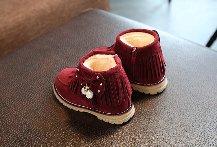 Зимние детские зимние ботинки для малышей из искусственной шерсти; теплая детская обувь с мягкой водонепроницаемой подошвой; Повседневная обувь принцессы; Botas