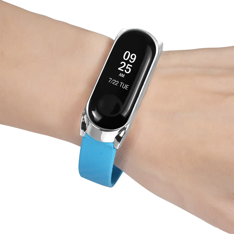 TPE Ремешок Браслет Ремешок с металлическим чехлом для Xiaomi Mi Band 3 EM88