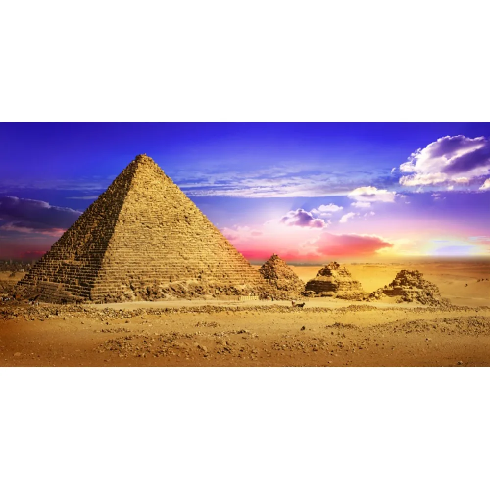 

Laeacco Egypt Pyramid Desert Camel Photophone Build Photography Backgrounds Customized Photography Backdrops For Photo shoots