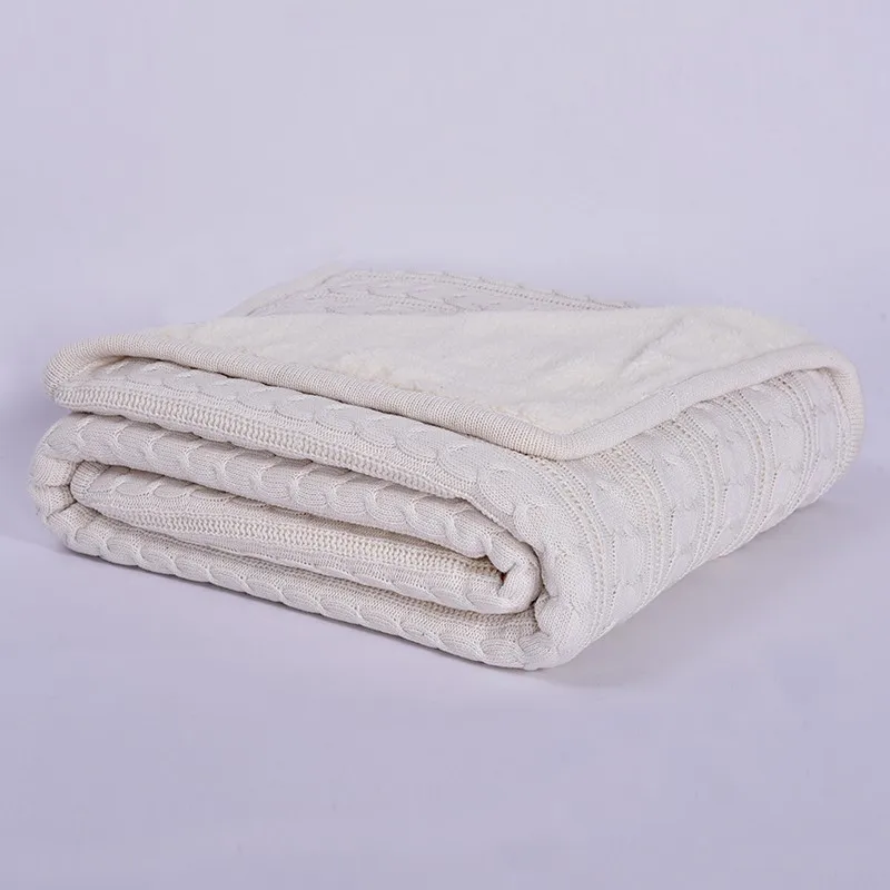 New arrival cotton fashion high quality knitted blanket with soft wool for sofa/bed/home beige/red/green/brown/gray color - Цвет: White color