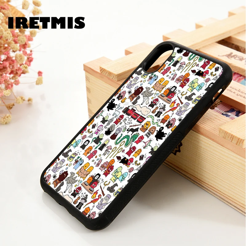 

Iretmis 5 5S SE 6 6S Soft TPU Silicone Rubber phone case cover for iPhone 7 8 plus X Xs Max XR CUTE HARRY POTTER DOODLES