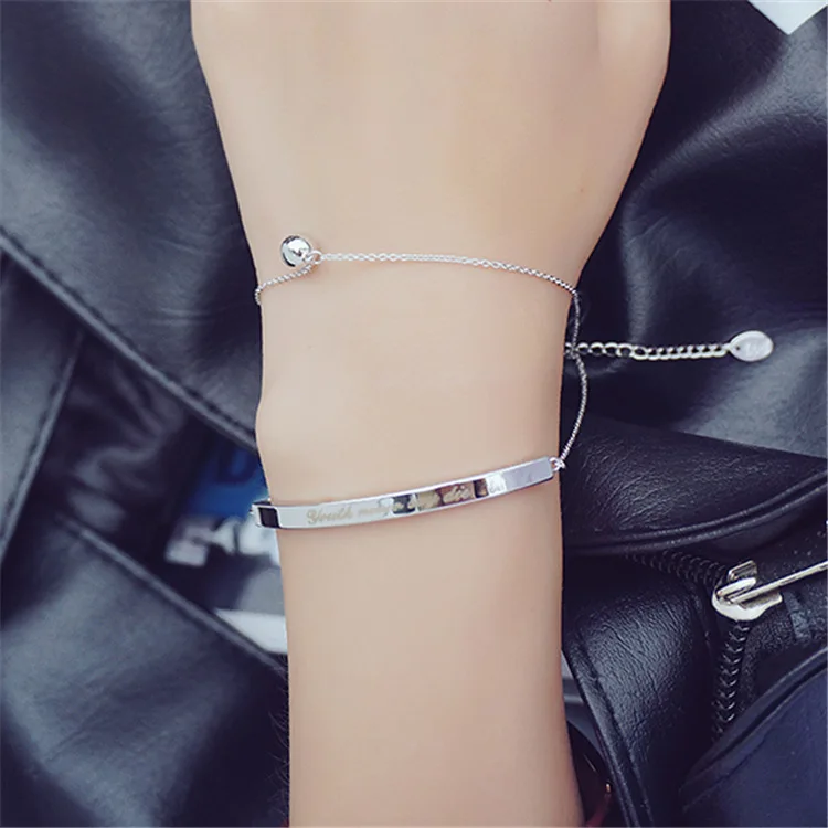 

Words:Youth Never Say Die Bar Double Layers Simple Bracelet for Women Rose Gold Silver Bracelets Anklet Girl Jewelry Gift