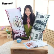 Креативная 100 долларов фунт плюшевая подушка-валик, набитая Соединенные Штаты, Великобритания, моющаяся Подушка 75 см