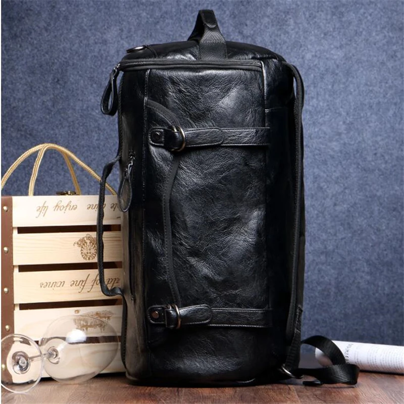 Sport Bag Backpack Gym Bag Fitness 3 Functions Shoulder Bags Handbag Soft PU Leather Waterproof Men Travel Duffel Package Tote