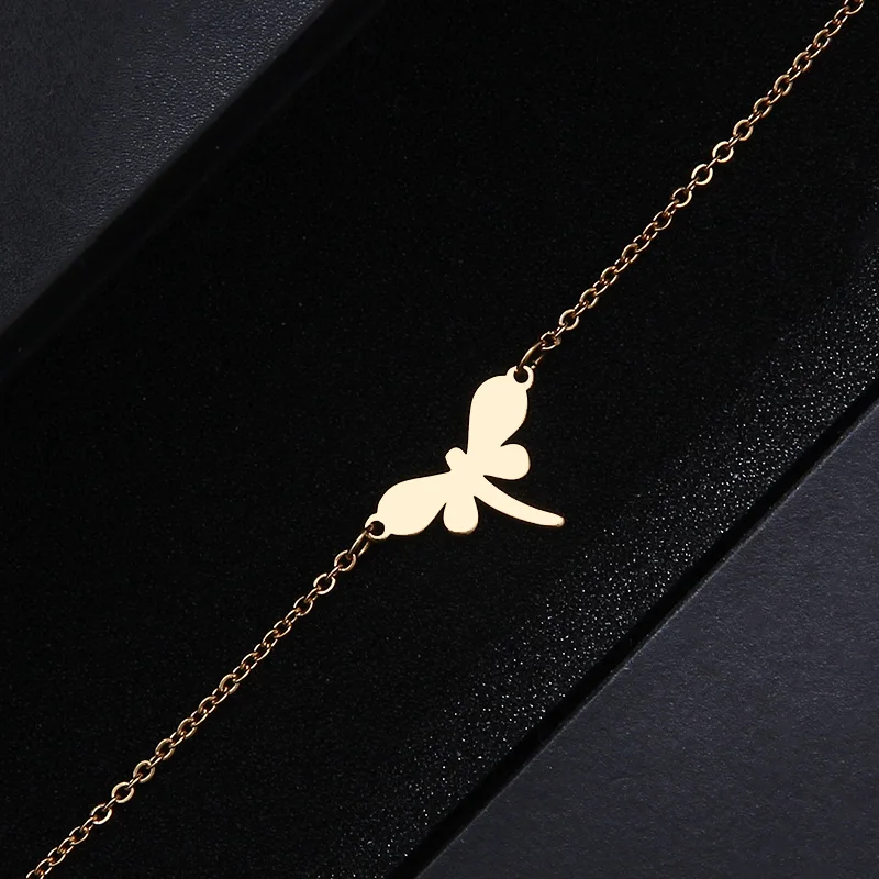 CACANA Stainless Steel Bracelet For Women Man Big Dragonfly Gold And Silver Color Pulseira Feminina Lover's Engagement Jewelry