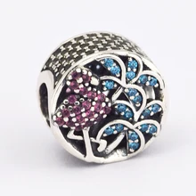 Подходит для Pandora Браслеты тропический Flaming Подвески с смешанный CZ 925 пробы-серебро-бусинами