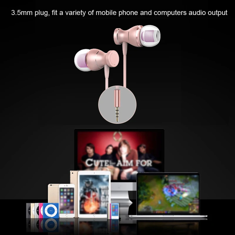 MENGYU Magnet Metal Earphone Heavy Bass Sound Anti-Sweat Sport Headset with Mic Handsfree Earbuds for iPhone Samsung Xiaomi