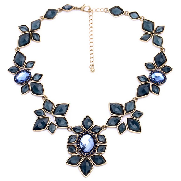 

2015 Fashion Accessories Blue Color Alloy Geometric Vintage Necklace Wholesale