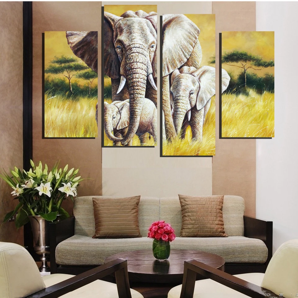 Modern Frames For Painting Modular Pictures 4 Panel Elephant Wall Art