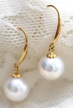 

new natural 9-10mm south sea white pearl earrings