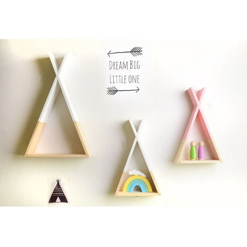 Nordic Style Kids Baby Wooden Trigon  Storage Book Shelf Home Room 0*20*6.5cm