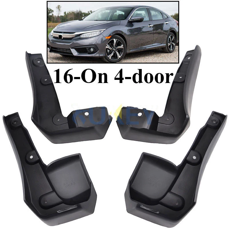 Black Mudflaps Mud Flaps Splash Guards Mudguards FOR Honda Civic 2016