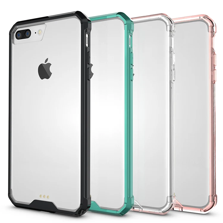  100Pcs/Lot DHL Free Shipping Armour Case For iPhone 7 Plus,Hybrid TPU Transparent Back Case Acrylic Cover For iPhone 7 Plus P-17 