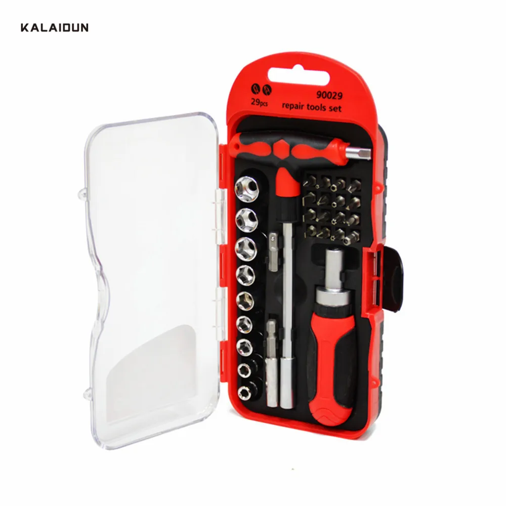 

KALAIDUN 29pcs Precision Ratchet Wrench Casing Universal Joint Hardware Tool Kit Automobile Motorcycle Repair Tool Case
