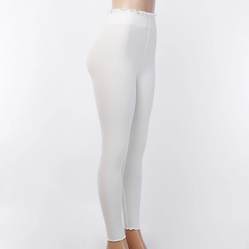 Женские брюки-карандаш WannaThis, с рюшами и в рубчик, белые облегающие трикотажные леггинсы на каждый день, стрейчевые осенние дамские штаны