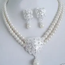 Благородство ювелирные изделия изысканный 8 мм белый культивированный жемчуг свадебный Akoya культивированный жемчуг крюк серьги ожерелья комплект