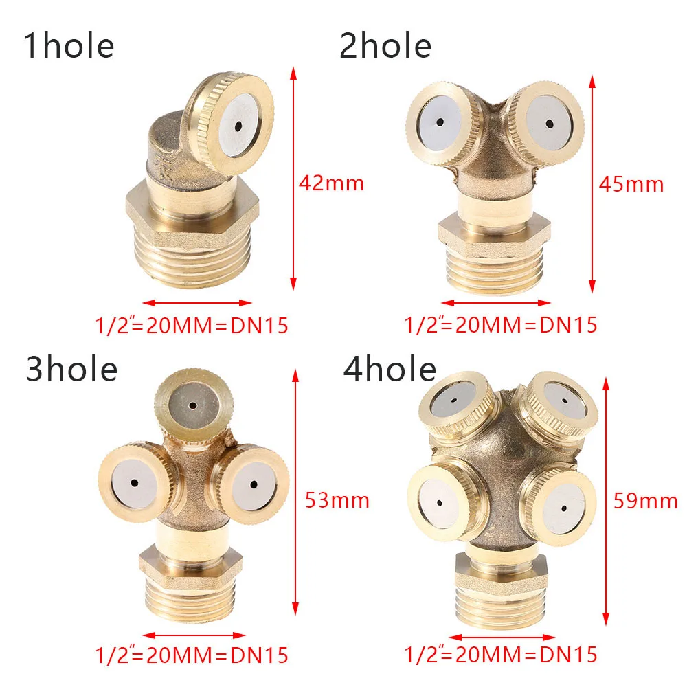1/" сопло для запотевания, латунное распыление, штуцер для распыления, распылитель для шланга, коннектор для полива воды, головки, регулируемые для полива сада, м