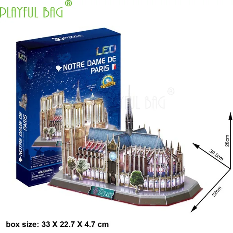 Новые оригинальные светодиодный музыкальный куб 3D puzzle Нотр-Дам де Париж, Франция международно известная Архитектура DIY продукты