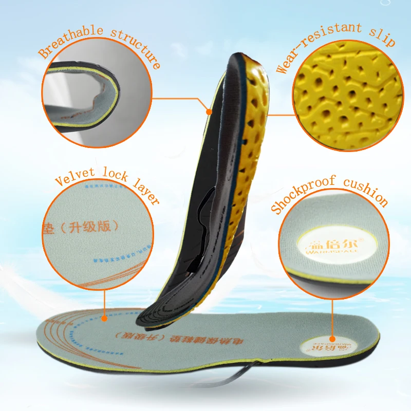 Electric Heating Insoles with 2*3600MAH Battery Operated Damping Breathable Sports Insoles for Winter Outdoor Gear