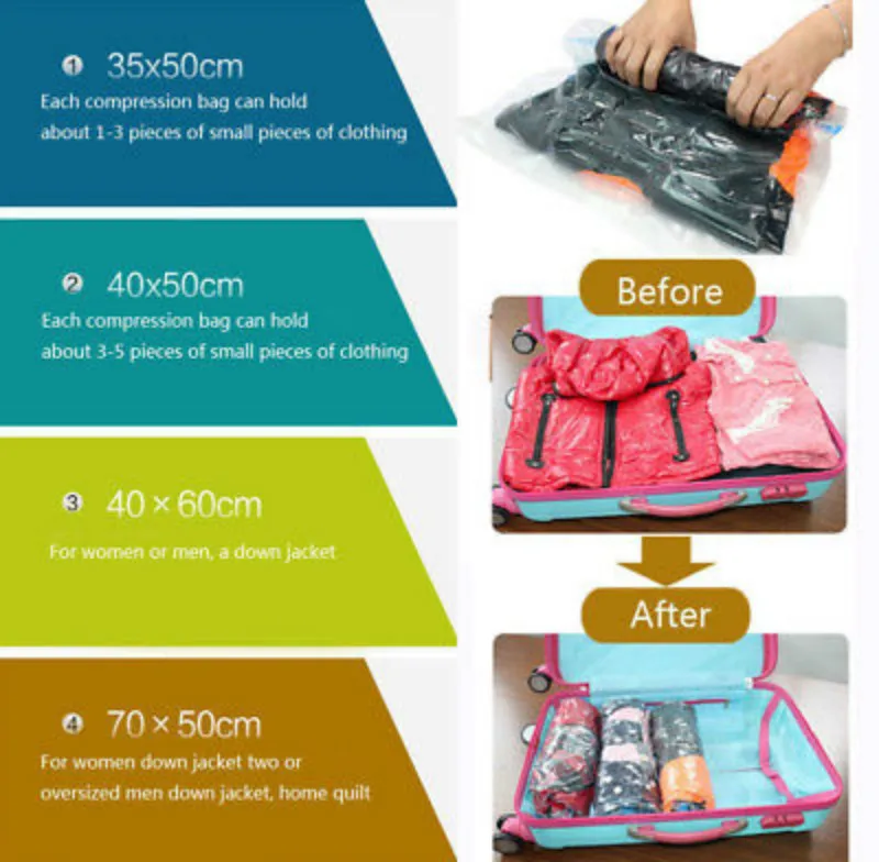 

Vacuum Storage Space Saver Bags Saving Seal Clothing Compressed Bag Organizer
