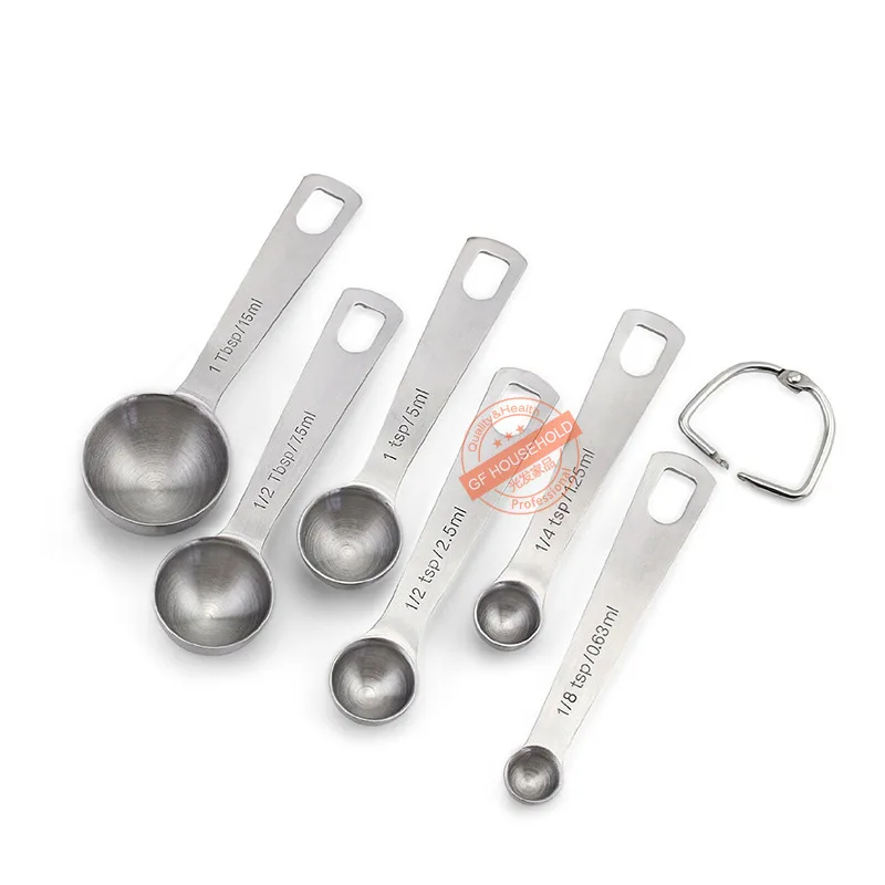 Stainless steel round size spoon 6 set spoon baking scale measuring