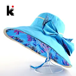 шляпа пляжная летние Летние шляпы для женщин цветочным узором и сплошные цвета шапка использования мода на открытом воздухе козырьки