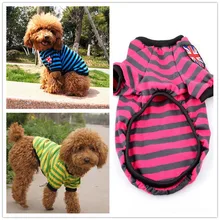 F05 собака рубашка в полоску летний хлопчатобумажный жилет для собак Симпатичные собак Одежда для мелких животных Одежда с принтом в виде собак продукт