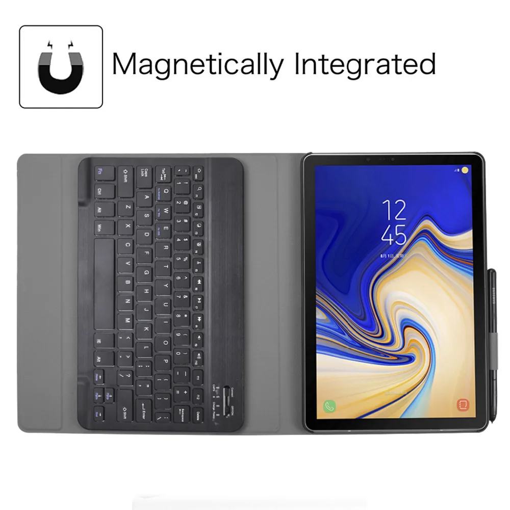 Беспроводной Bluetooth клавиатура для Samsung Galaxy Tab S4 10,5 дюймов SM-T830 SM-T835 SM-T837 съёмный Корпус чехол на магните