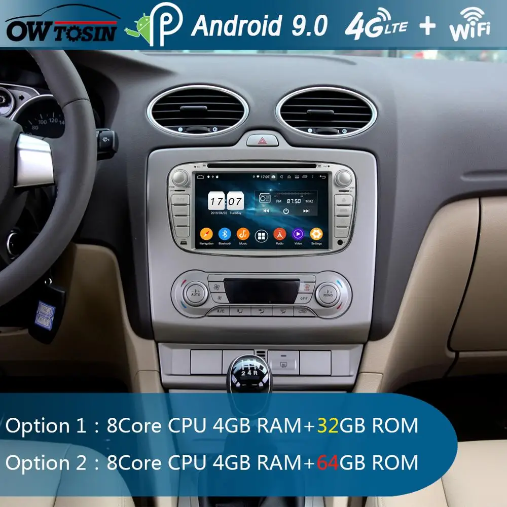 Автомобильный DVD плеер 7 дюймовый IPS 8 ядер 4 Гб + 64 ГБ Android 9 0 для Ford Kuga Focus S Max C Mondeo Galaxy