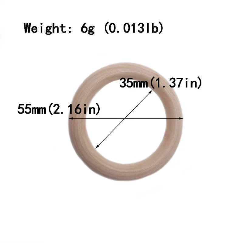 5 шт., 55/68 мм, натуральные деревянные кольца, Детские Прорезыватели, игрушка, ожерелье, браслет для детей 3-12 месяцев, товары для ухода за зубами, Детские Прорезыватели